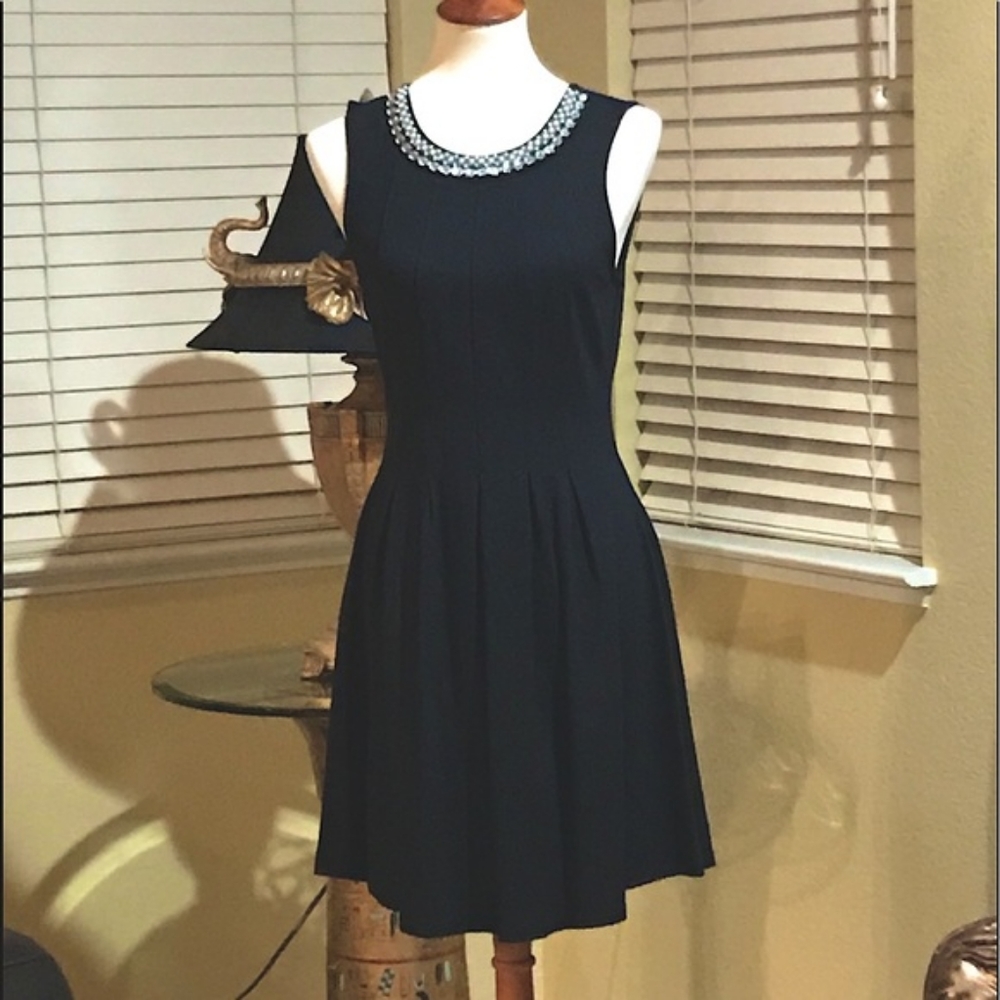 Monteau Los Angeles Rhinestone collar fit & flare dress